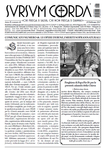 Comunicato numero 48. Le opere di bene, i meriti soprannaturali