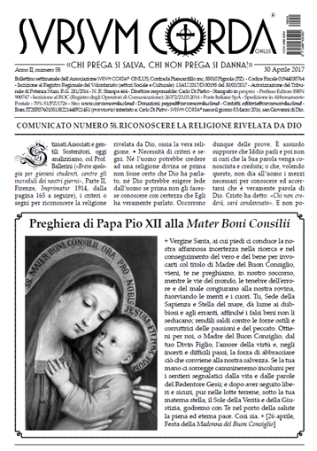 Preghiera di Papa Pio XII alla Mater Boni Consilii (26.4)