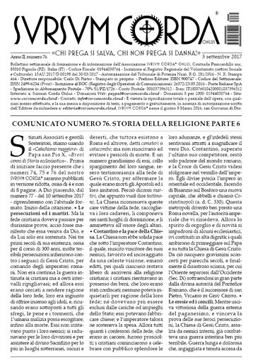 Indice del Numero 76 di Sursum Corda, 3 settembre 2017