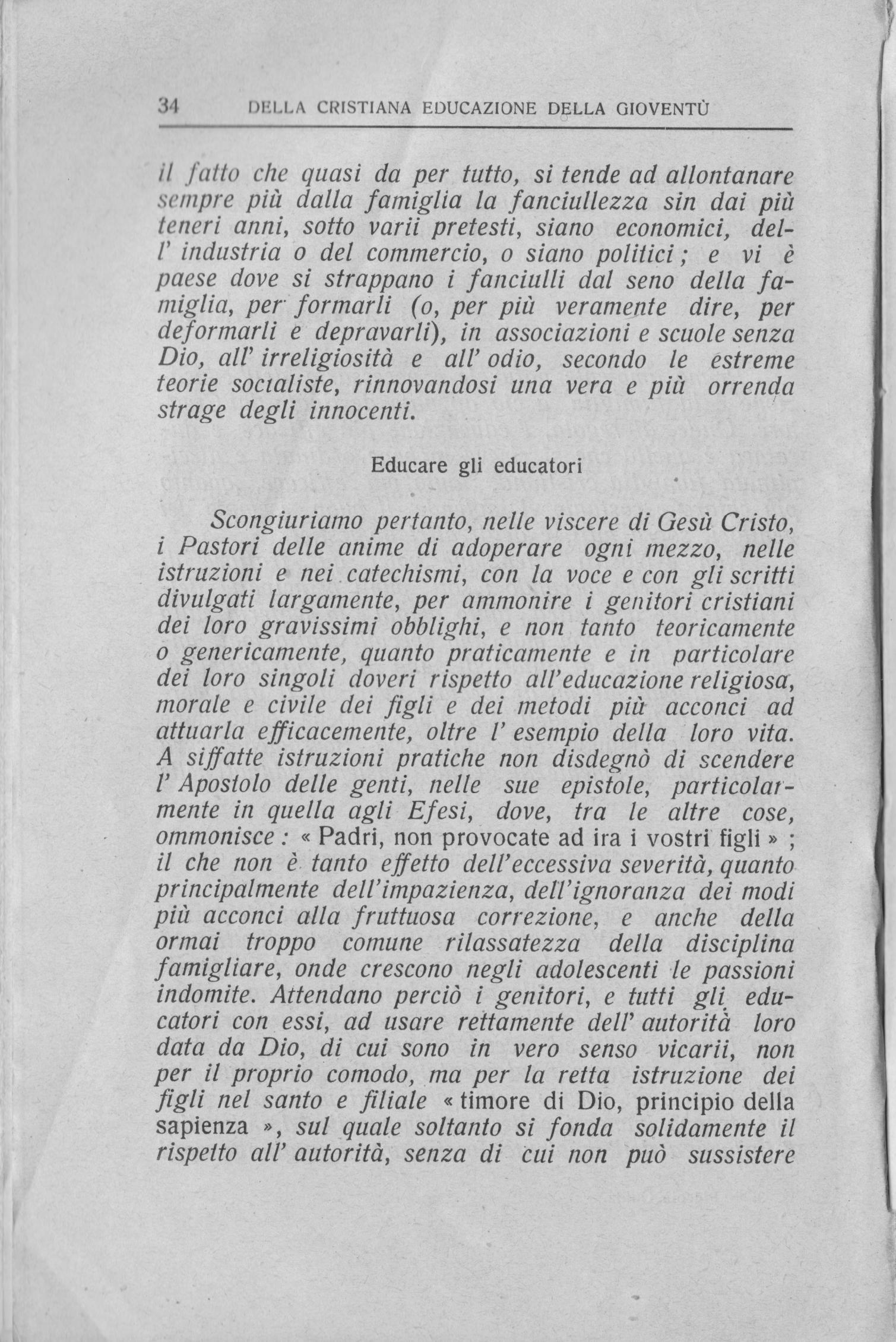 Della Cristiana Educazione Della Gioventù