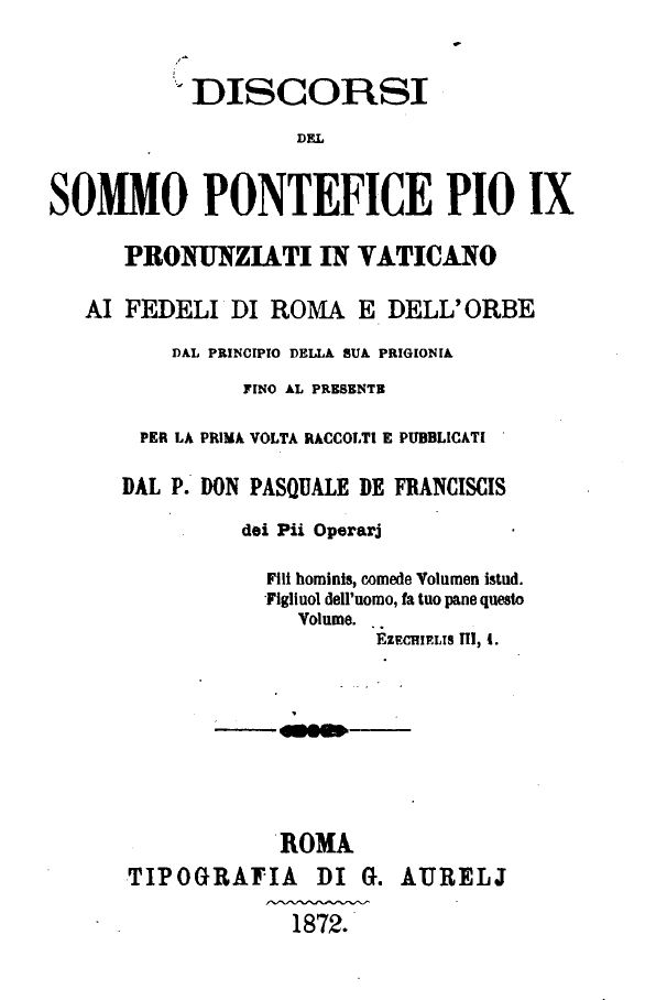 Discorsi Papa Pio IX