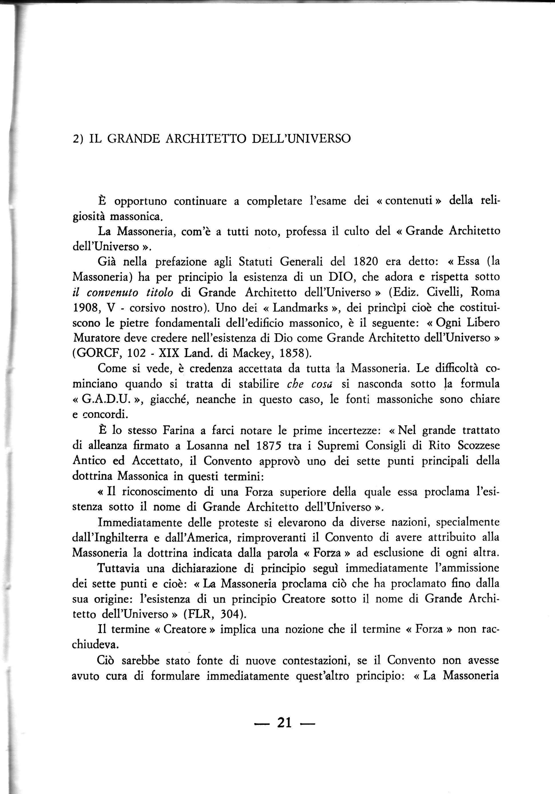 L’essenza della Massoneria: il naturalismo (F. Giantulli S.J.)