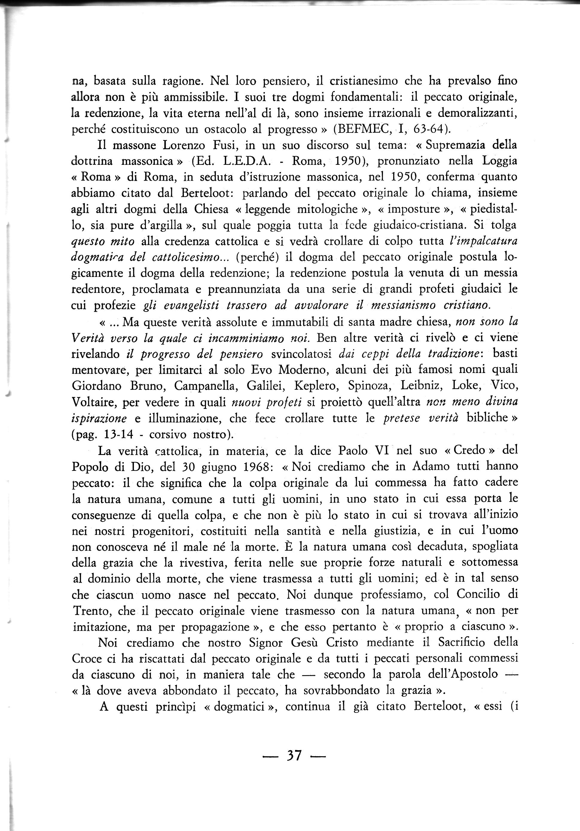 L’essenza della Massoneria: il naturalismo (F. Giantulli S.J.)