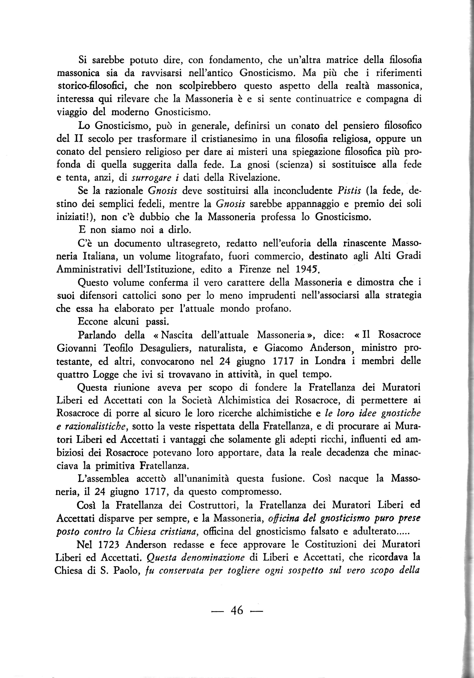 L’essenza della Massoneria: il naturalismo (F. Giantulli S.J.)