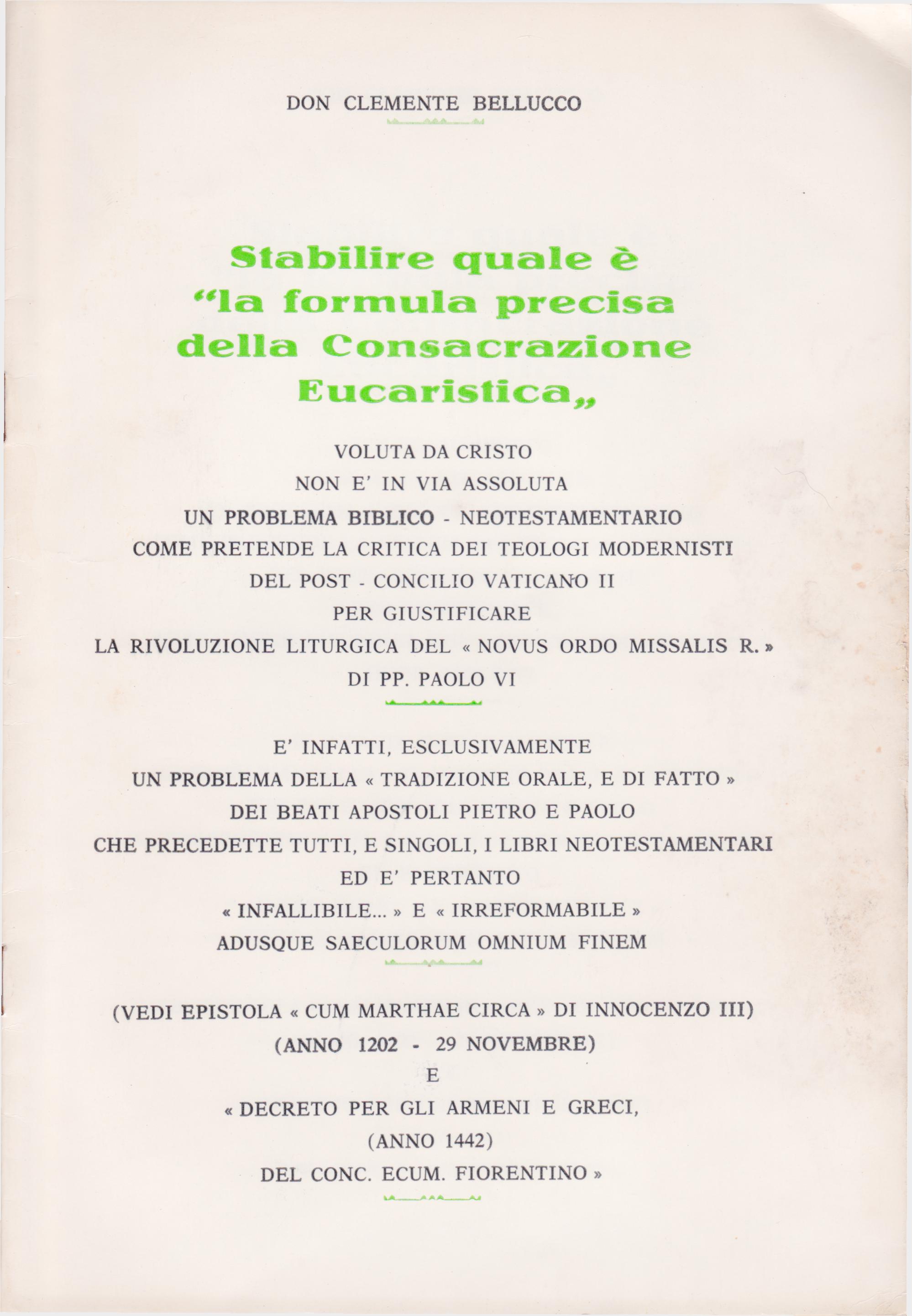 Formula Consacrazione - Don Bellucco