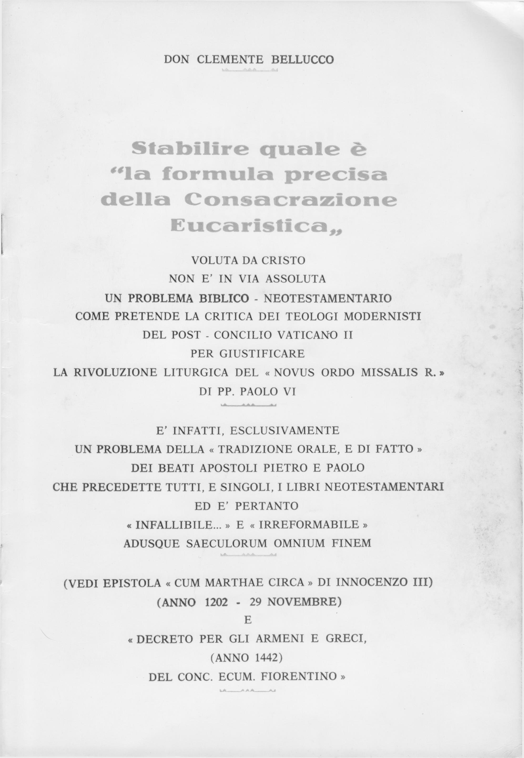 Formula Consacrazione - Don Bellucco