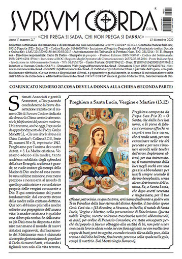 Sursum Corda Numero 217 del 13 dicembre 2020