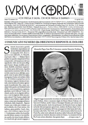 Sursum Corda Numero 226 del 11 aprile 2021