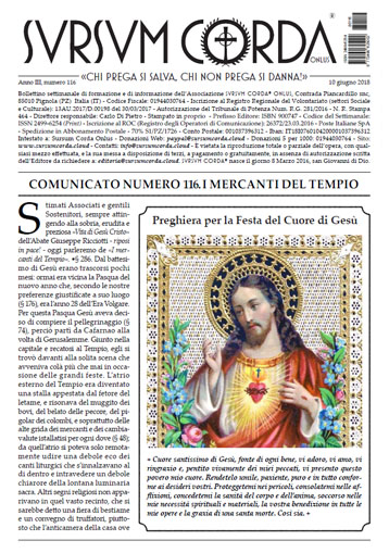 Sursum Corda Numero 116 del 10 giugno 2018