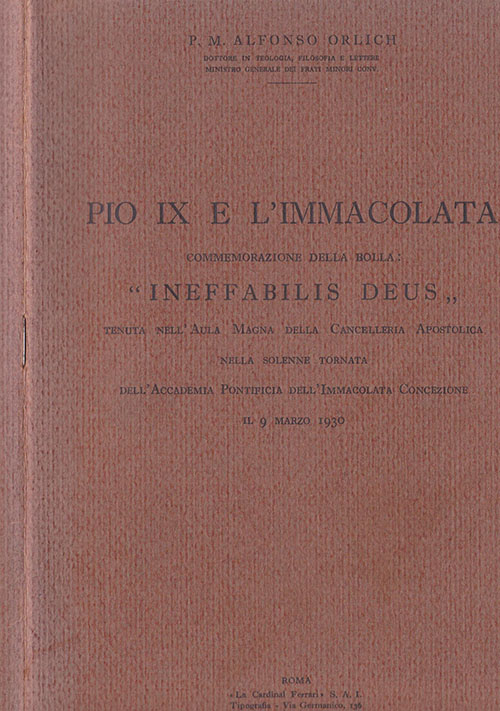 Pio IX e l’Immacolata. Commemorazione della Ineffabili Deus