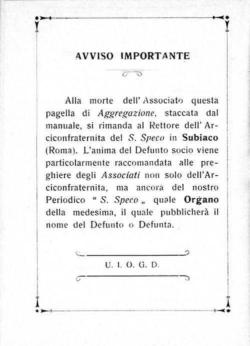 Manuale Arciconfraternita Subiaco