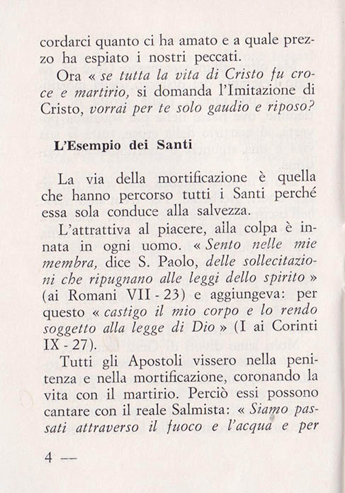 Le vere ricchezze della vita: La Mortificazione