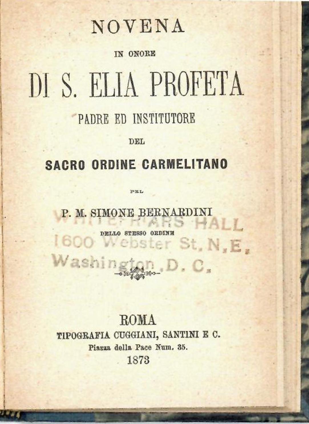 Vita del Santo Profeta Elia e Novena (pdf)