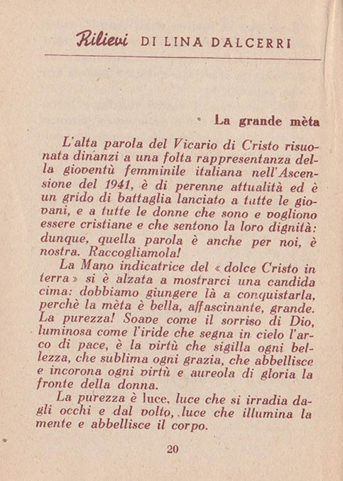 Verso l’Alto. La grande Crociata delle giovani donne