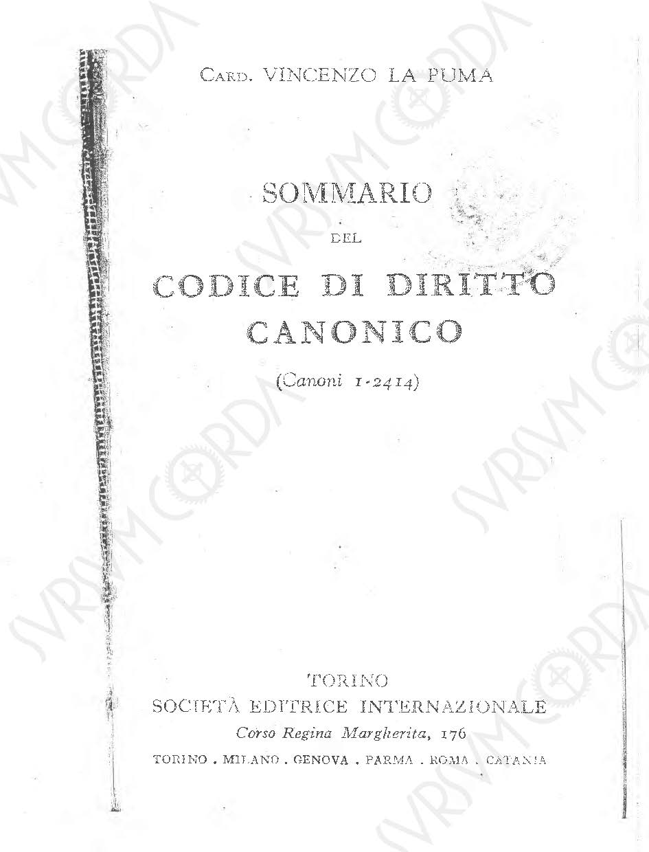 Codice di Diritto Canonico 1917 in Italiano