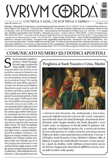 Sursum Corda Numero 123 del 29 luglio 2018