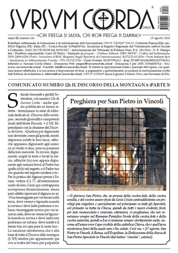 Sursum Corda Numero 126 del 19 agosto 2018