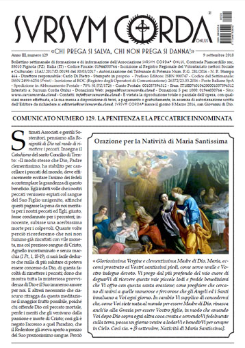 Sursum Corda Numero 129 del 9 settembre 2018