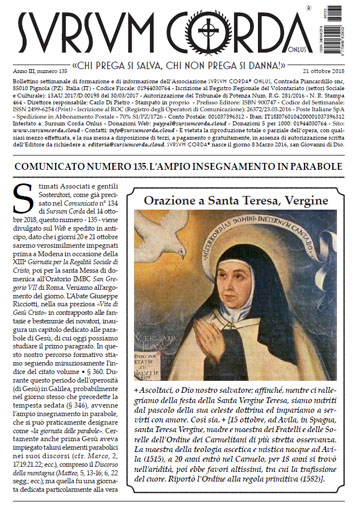 Sursum Corda Numero 135 del 21 ottobre 2018