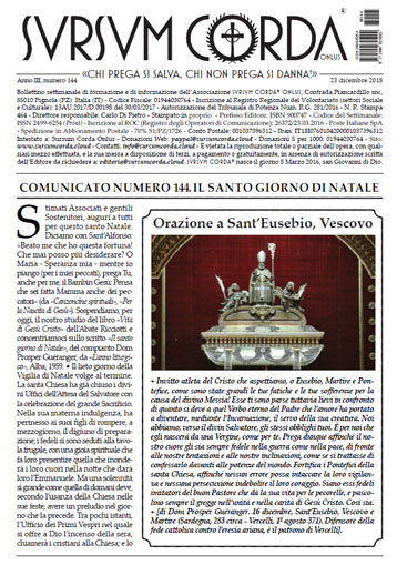 Sursum Corda Numero 144 del 23 dicembre 2018