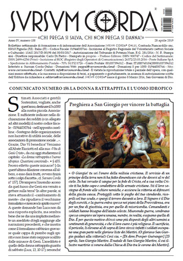 Indice del Numero 158 di Sursum Corda, 28 aprile 2019 