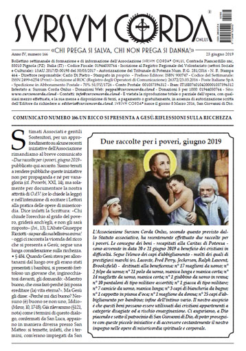 Sursum Corda Numero 166 del 23 giugno 2019