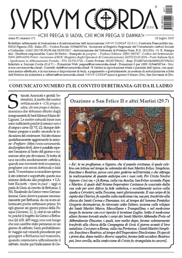 Indice del Numero 171 di Sursum Corda, 28 luglio 2019