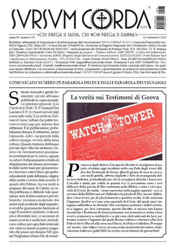 Indice del Numero 175 di Sursum Corda, 15 settembre 2019