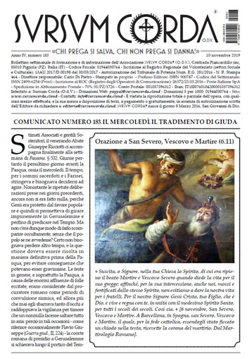 Indice del Numero 183 di Sursum Corda, 10 novembre 2019