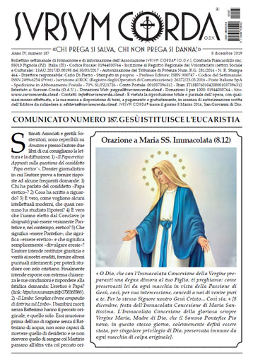 Sursum Corda Numero 187 del 8 dicembre 2019