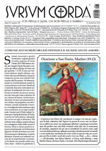 Sursum Corda Numero 189 del 22 dicembre 2019