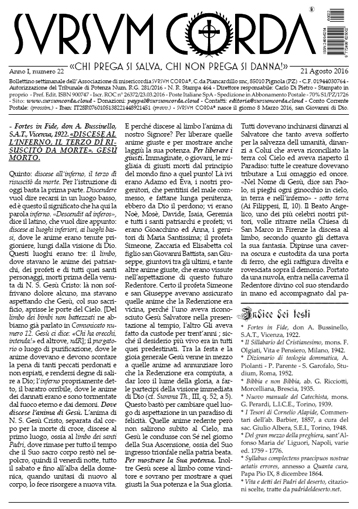 Sursum Corda Numero 22 del 21 agosto 2016