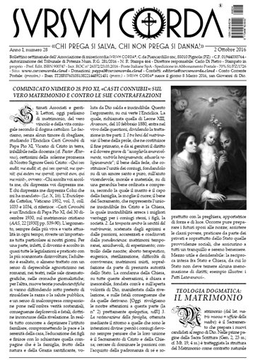 Sursum Corda Numero 28 del 2 ottobre 2016