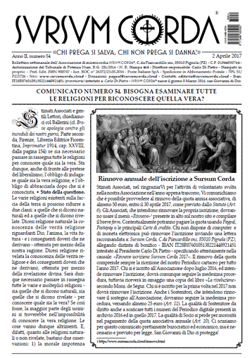 Sursum Corda Numero 54 del 2 aprile 2017